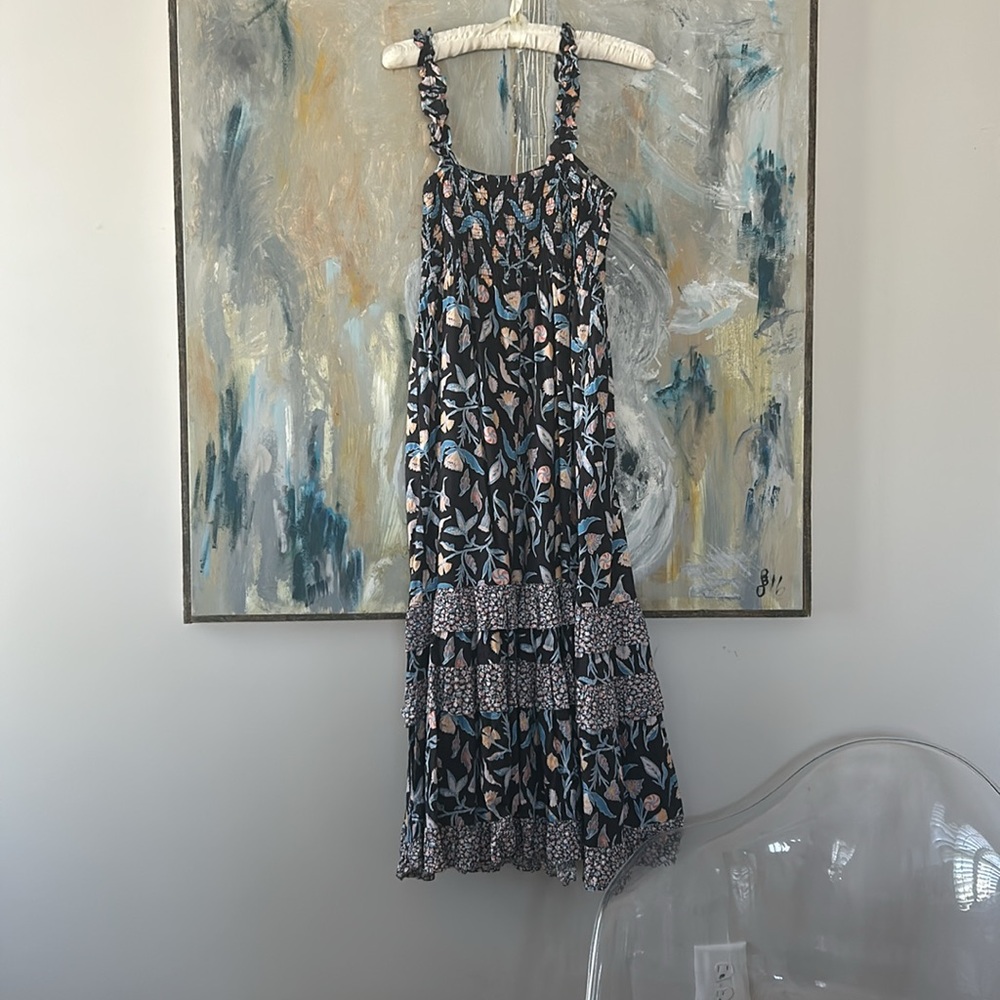 Floral Tiered Cottagecore Midi Dress XS